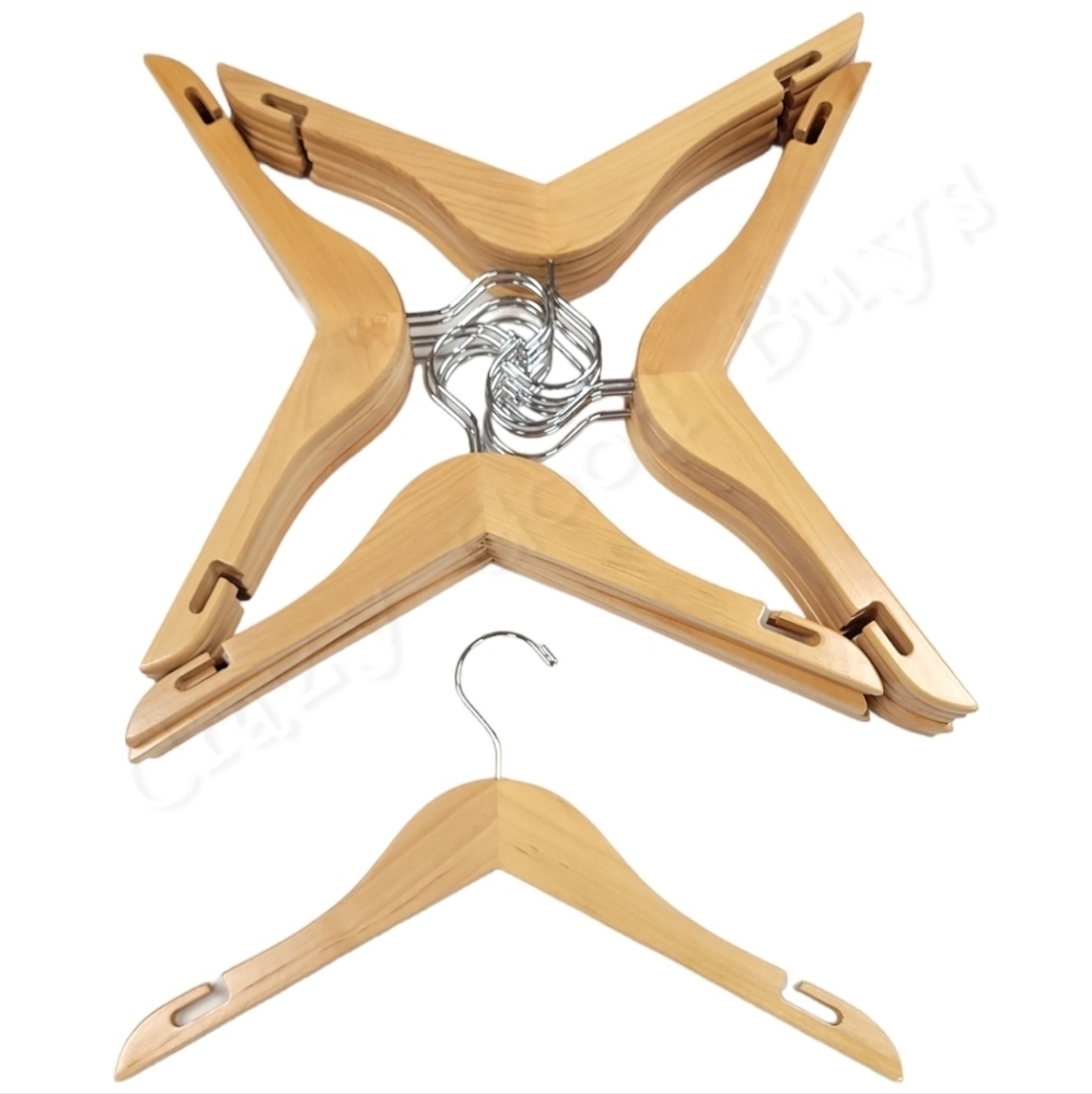 20-Pack Wooden Hangers, 14-Inch Width, Natural Wood Color